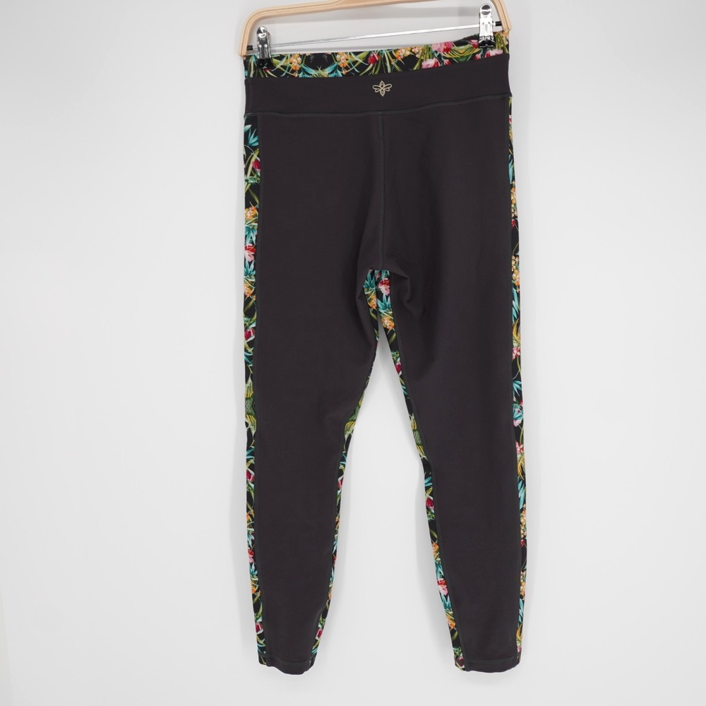Johnny Was Leggings Womens M Gray Tropical Floral Boho Stripe Fitted Athetic - Picture 2 of 11